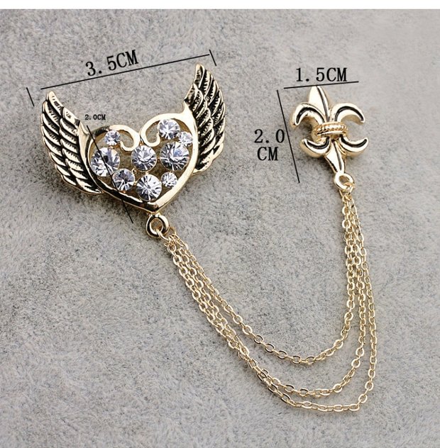 Đôi cánh thiên thần Hàn Quốc trâm cài chuỗi tua rua pin cổ áo kim mẹ chuỗi nhỏ phù hợp với nam và nữ zip - Trâm cài ghim cài áo vest nam