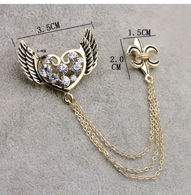 Đôi cánh thiên thần Hàn Quốc trâm cài chuỗi tua rua pin cổ áo kim mẹ chuỗi nhỏ phù hợp với nam và nữ zip - Trâm cài phụ kiện cài áo vest nữ
