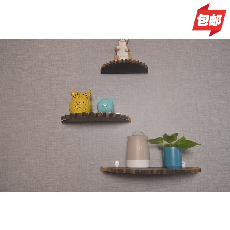 American free punching wood wall decorated shelve rack Gear retro decoration lined with a bar shelve