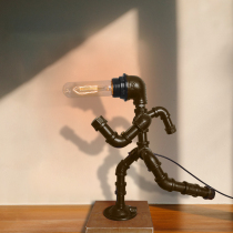 Creative Robot Running Styling Table Lamp Industrial Wind Water Pipe Lamp Bar Coffee Shop Bar Coffee Shop Bar