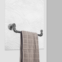 Towel Rack Iron Art Black Water Pipe Towel Rod Bathroom Toilet Bath Towel Rack Wall-mounted Cool Drying Towel Single Pole