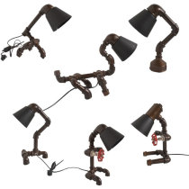 loft american countryside industrial table lamp water pipe retro table lamp reading eye protection iron art personality creative led table lamp