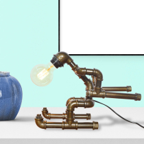 Retro Industrial Wind Creative Iron Tube Table Lamp Loft Edison Light Bulb Cafe Bar Plumbing Robot Table Lamp