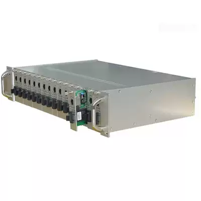 10 100M centralized fiber optic transceiver rack and frame dual power supply 16 slots full with 100 megabytes board card