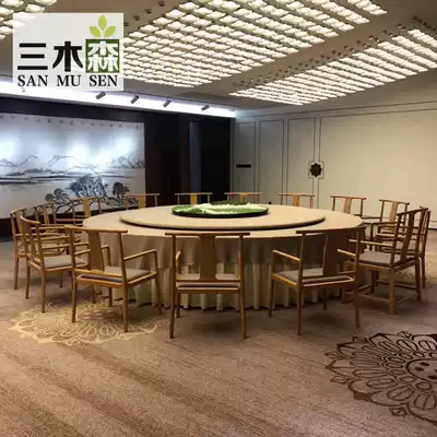 New Chinese style hotel electric dining table Large round table Bed and breakfast club Hotel box 10 people 20 people turntable table and chair customization