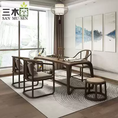 New Chinese style solid wood tea table and chair combination teahouse tea room Zen Tea Table Office reception tea table kung fu tea table