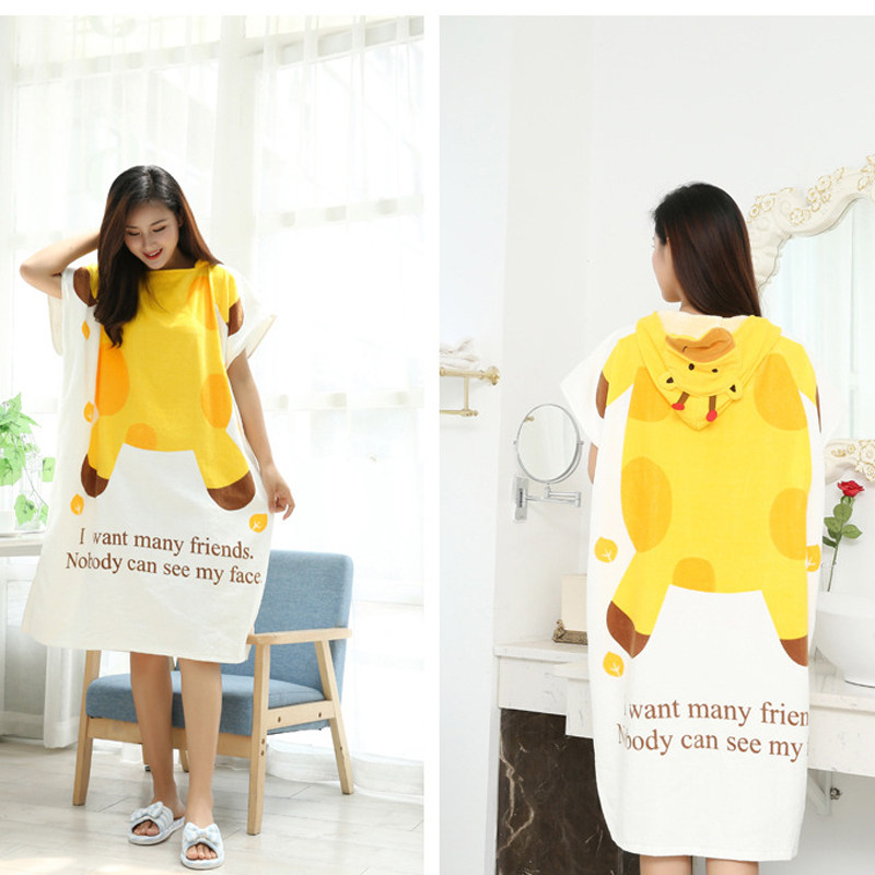 Cloak bath towels can be worn with wrapping household female pure cotton water suction speed dry without dropping gross adult bathrobe cute child cartoon