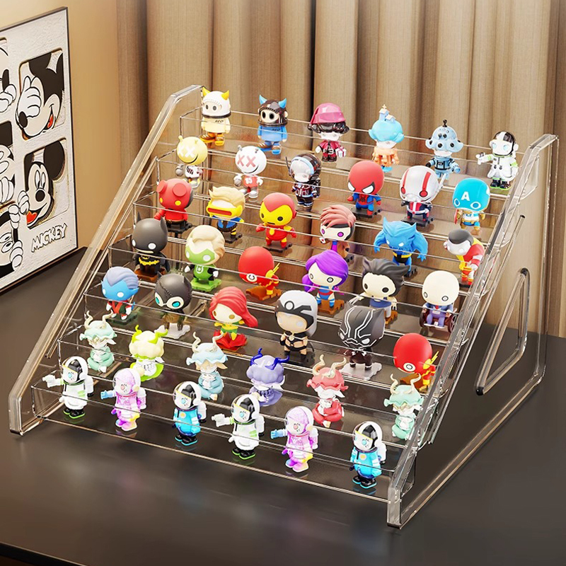 Multi-Layer Ladder Display Rack Acrylic Transparent Nail Polish Cosmetics Storage Box Bar Counter Office Figurine Organizer