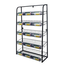Supermarket shelves display racks Convenience store pharmacies small food checkout front chewing gum snacks shelves