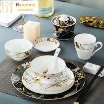  Rsemnia Jingdezhen ins creative household ceramic bowls spoons eating bowls dessert bowls porridge bowls big soup bowls single shot