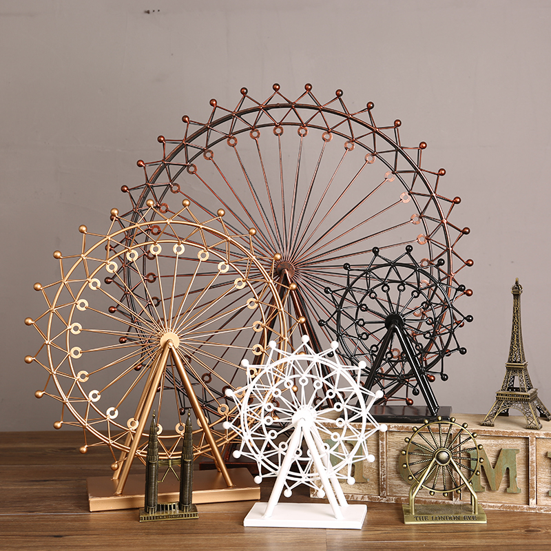 Light luxury metal creative desktop ferry wheel model large-scale drawing room TV cabinet high-end decorative crafts