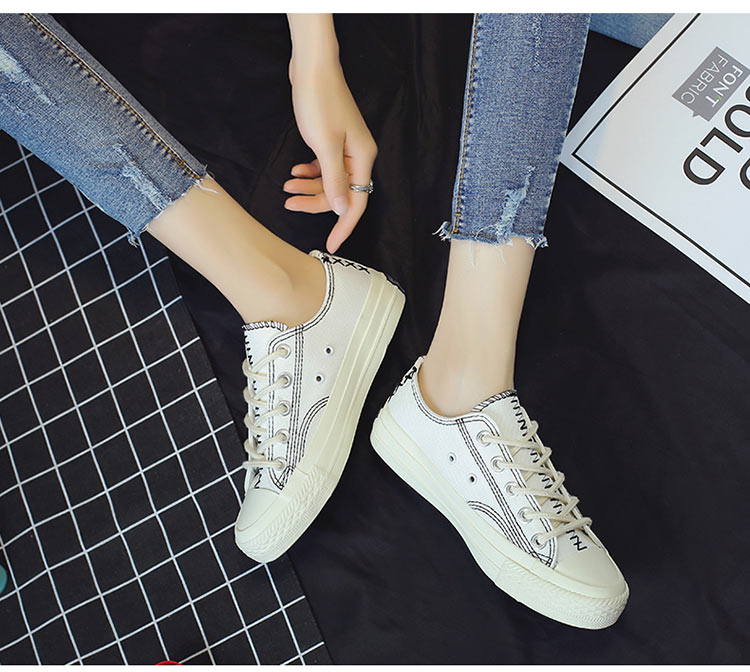 Ins super fire Harajuku ulzzang2018 giày vải sinh viên nữ phiên bản Hàn Quốc của giày thông thường phong cách Hồng Kông thoáng khí giầy thể thao