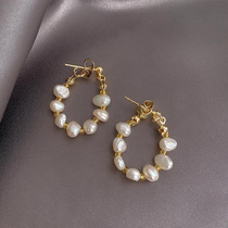 Hong Kong (designer) RVY 2021 New White artifact Joker simple pearl earrings Korean temperament tide