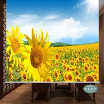 Custom sunshine blue sky sunflower pattern curtain roller curtain painting Living room kitchen bedroom full shading shading Pull bead type