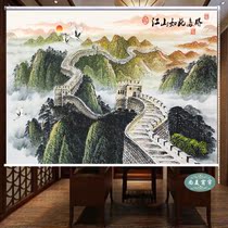 Custom Sunrise Great Wall Ink landscape pattern Office living room full and half blackout curtain roll curtain painting hand pull lifting