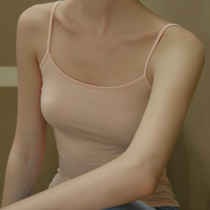 Summer thin underwear sleeveless t-shirt knitted solid color bottoming small vest women's outerwear tops with straps