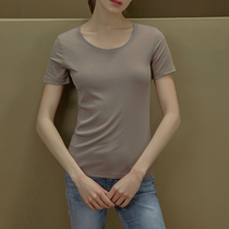 Short-sleeved 2020 new womens solid color t-shirt summer round neck pullover Korean version slim bottoming top body sweatshirt