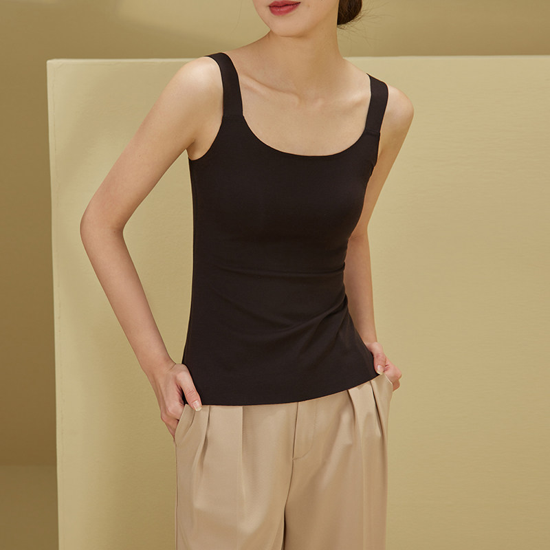 Duvet Seamless Warm Vest Woman Inside Wear With Chest Cushion Plus Suede Underwear Single Piece Blouse Undershirt Inner Hitch Winter