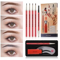  Automatic rotation black eyebrow pencil natural black pull line free eyebrow card waterproof non-smudging double head with brush net red model
