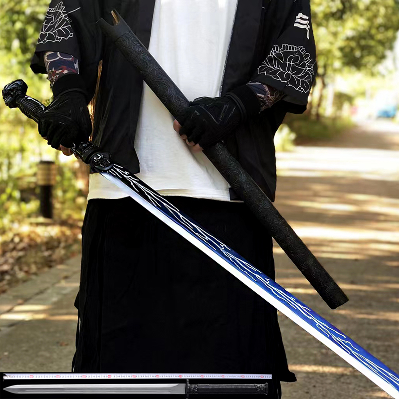 Longquan sword Tang Hengdao integrated manganese steel embroidered spring knife Mo knife extended knife self-defense sword cold weapon unsharpened