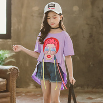 Girl irregular short sleeve T-shirt 2022 summer dress new ocean gas children half-cut sleeves CUHK Trendy Blouse Tide