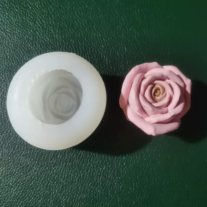 Three dimensional mold contains rose, acrylic ice cubes, handmade soap, aromatherapy, candle, 3D