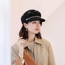 High-end custom rivet to decorate the wool Aniseed Hat Lady Autumn Winter Day Department Duck Tongue hat Han version 100 lap Berehat