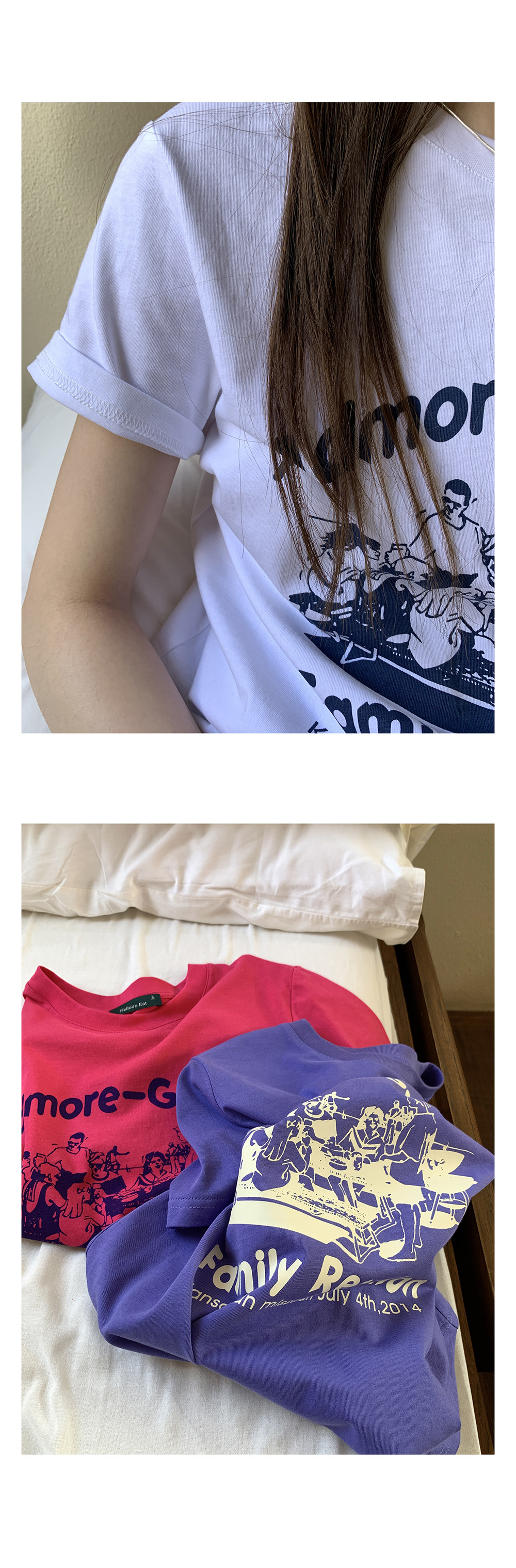 HelloooEat женская футболка с круглым вырезом и буквенным принтом в корейском стиле на весну 2025