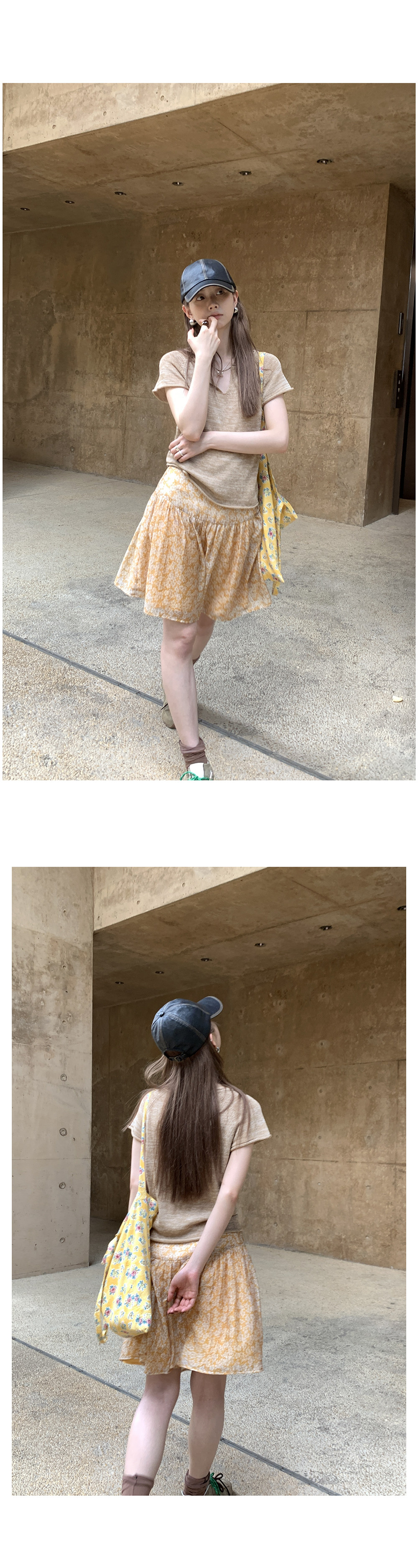 Hellooo Eat дышащая короткая юбка из тенсела с желтым цветочным принтом летняя полусолнце