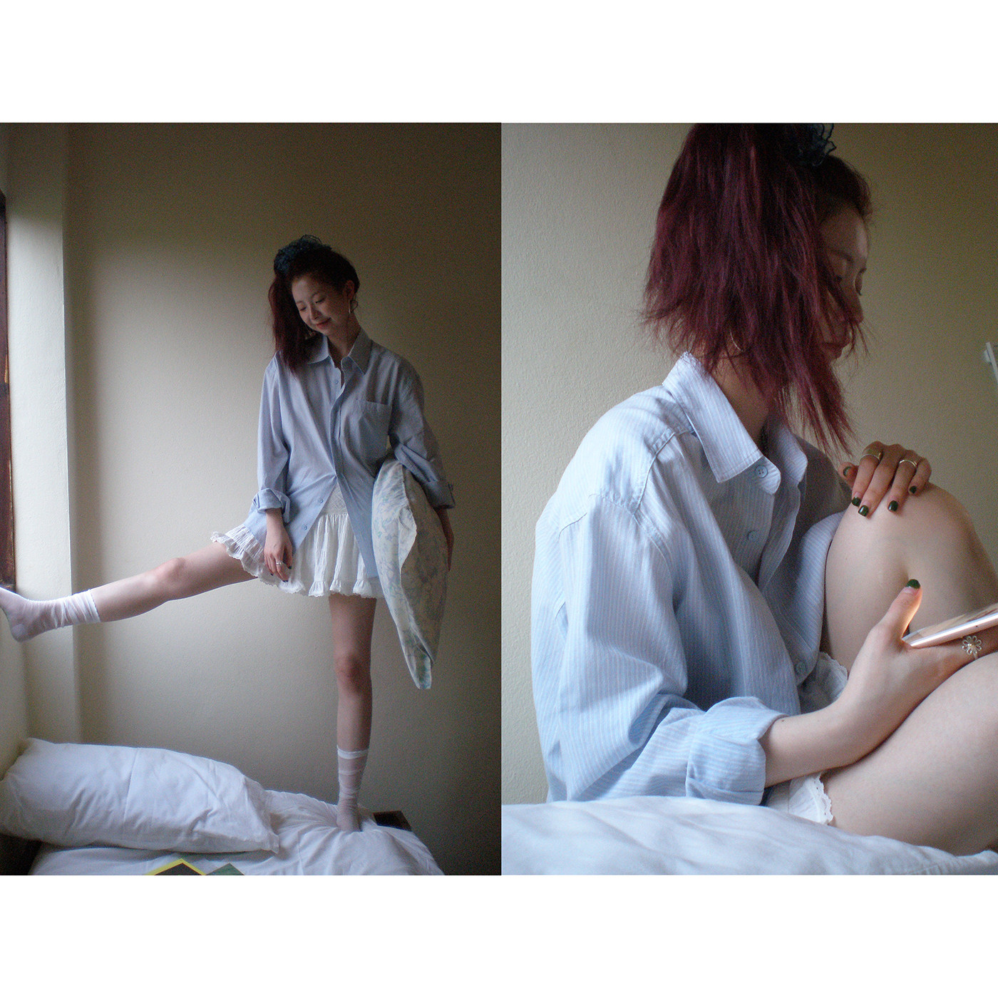 HelloooEat хлопковая легкая светло-голубая полосатая рубашка корейского стиля свободного кроя повседневная однобортная с длинными рукавами женская