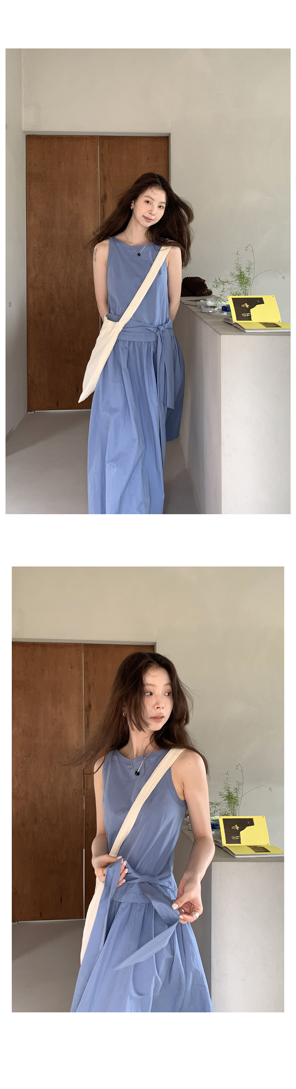 Hellooo Eat весенне-летнее новое платье без рукавов с круглым вырезом корейского стиля приталенное стройнящее сарафан средней длины