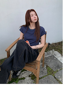 HelloooEat 多色基础款卷边显瘦T恤春夏休闲圆领套头百搭短袖上衣