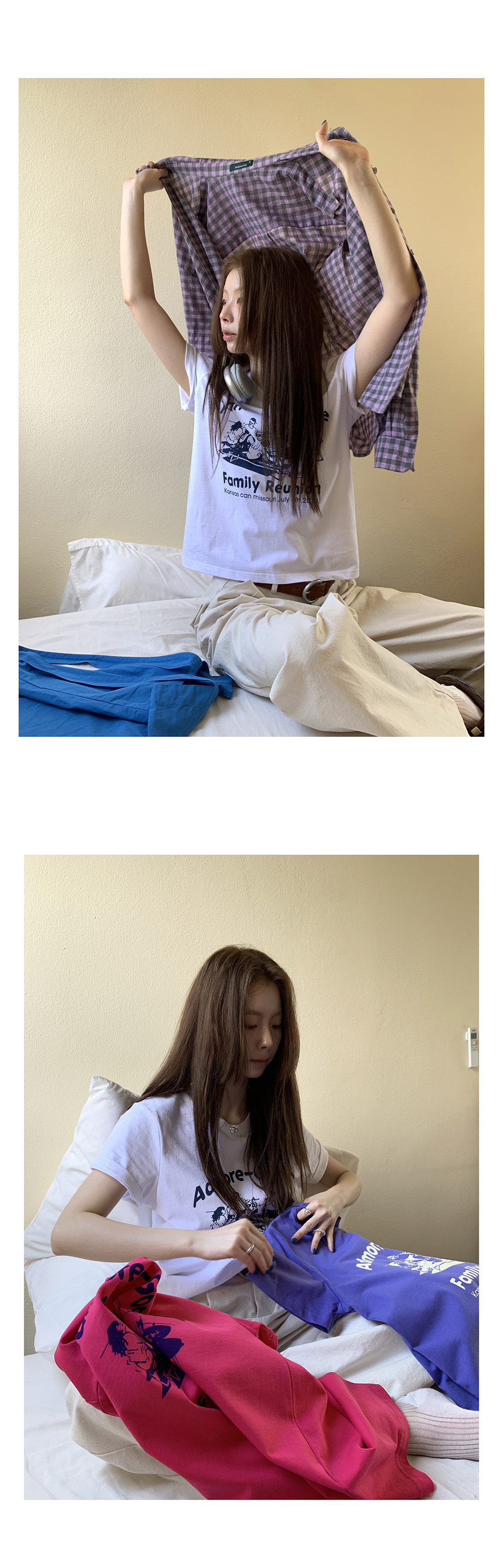 HelloooEat женская футболка с круглым вырезом и буквенным принтом в корейском стиле на весну 2025