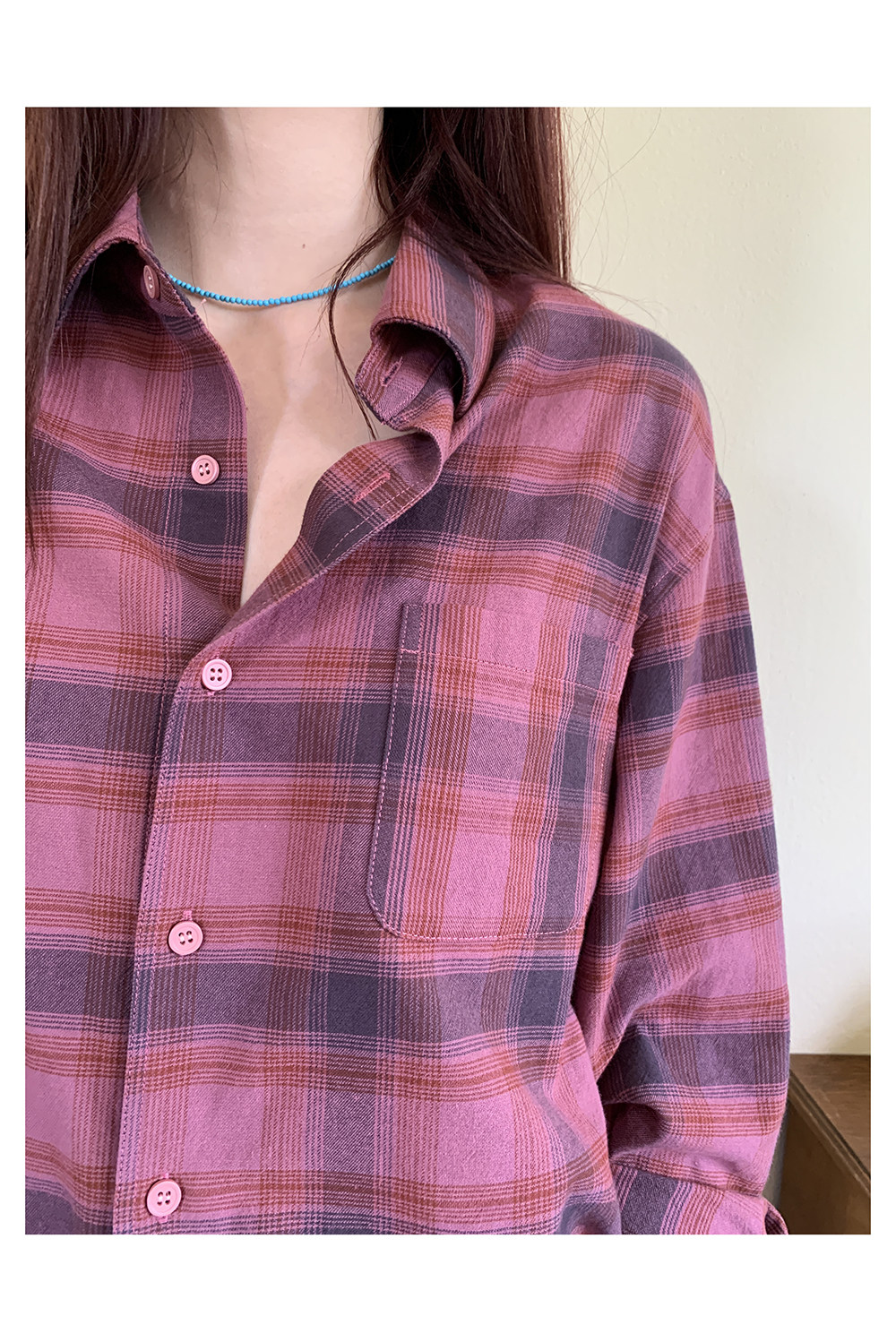 HelloooEat корейская хлопковая розовая клетчатая рубашка ретро американский свободный отложной воротник длинный рукав солнцезащитная куртка
