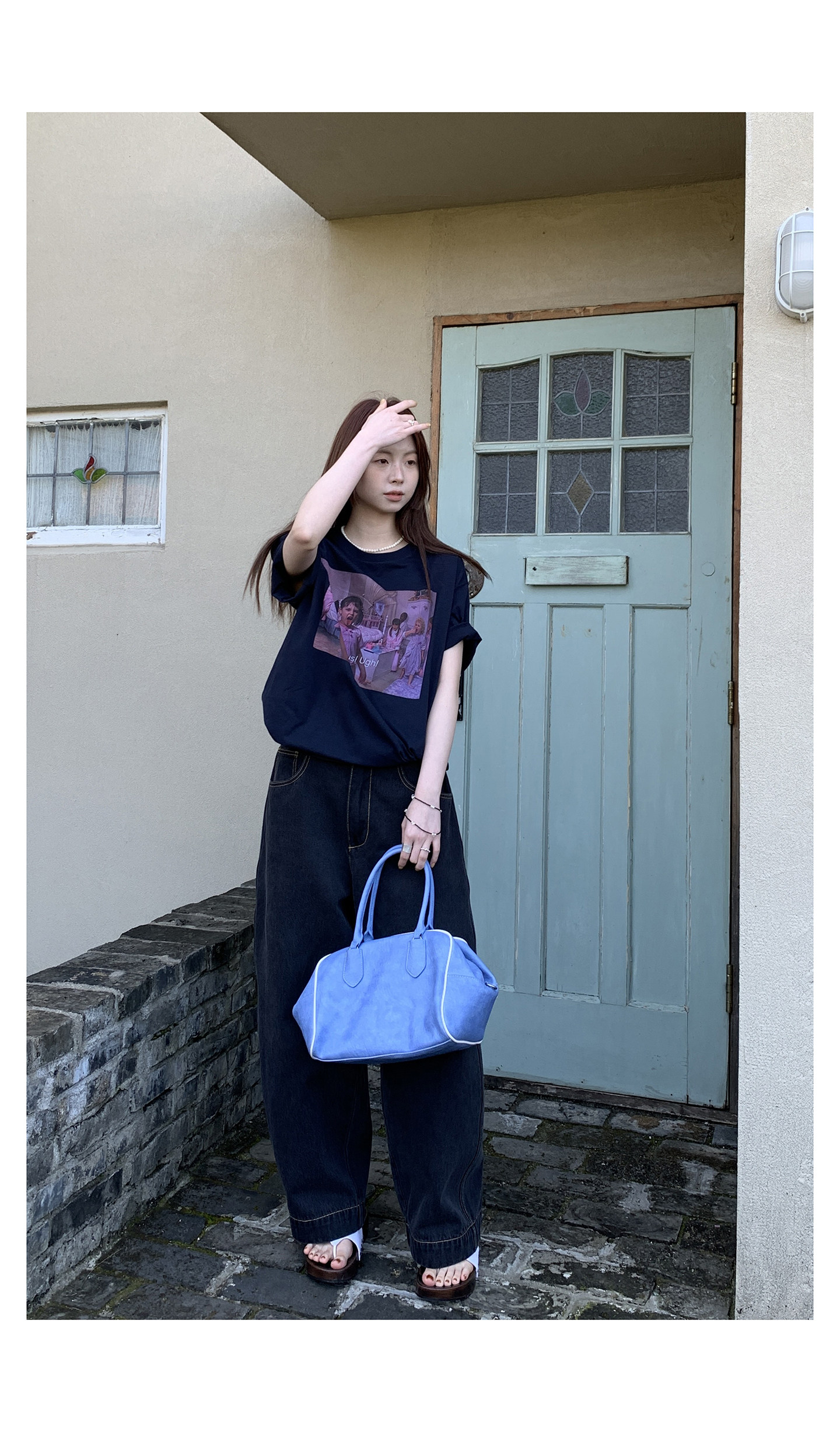 HelloooEat Винтажные джинсы с контрастной строчкой, свободные широкие женские брюки весна-лето