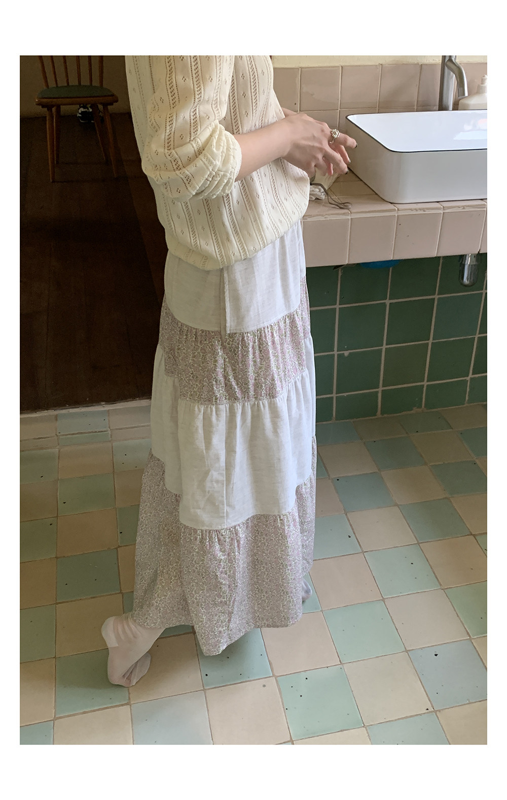 HelloooEat дизайнерская юбка-трапеция с цветочным принтом и вельветовыми вставками весна-лето корейский стиль