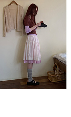 HelloooEat 100% длинноволокнистый хлопок мягкая двусторонняя юбка корейский стиль универсальная юбка средней длины