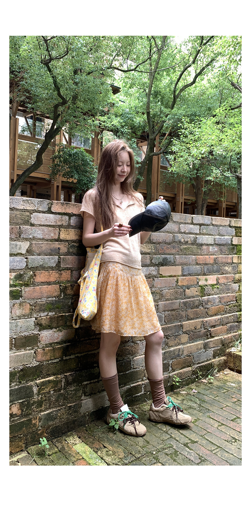 Hellooo Eat дышащая короткая юбка из тенсела с желтым цветочным принтом летняя полусолнце