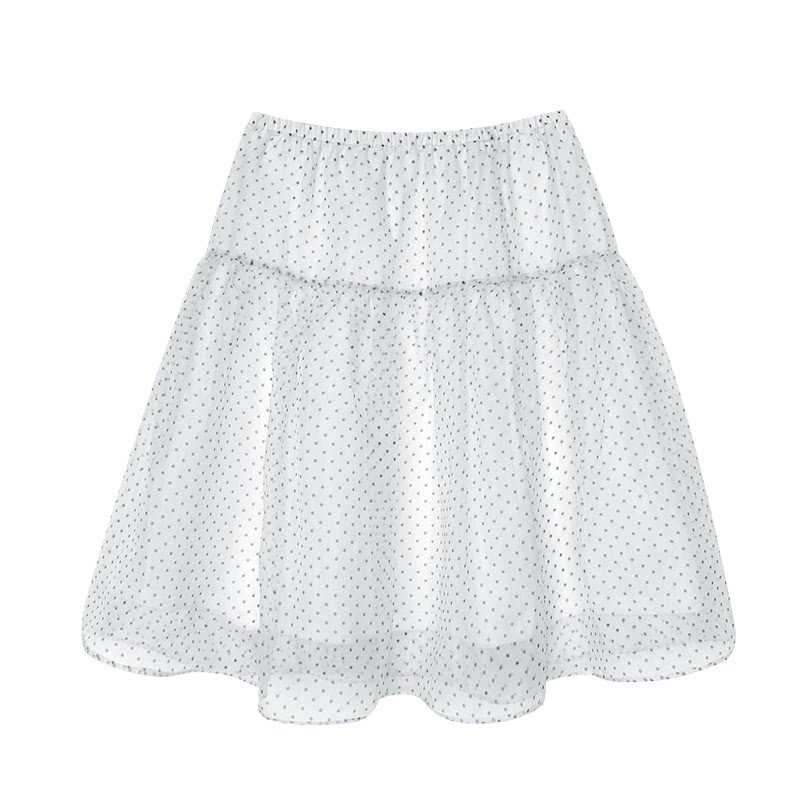 HelloooEat Воздушная освежающая белая юбка в горошек корейского стиля с эластичной талией