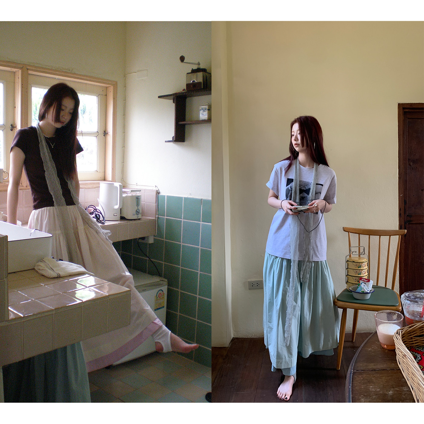 HelloooEat 100% длинноволокнистый хлопок мягкая двусторонняя юбка корейский стиль универсальная юбка средней длины