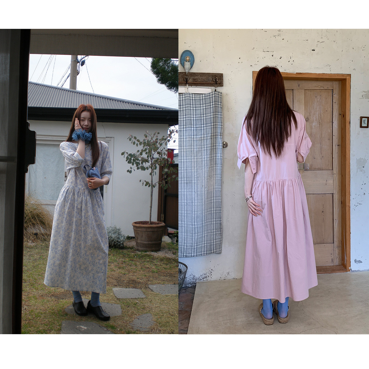 HelloooEat японское однотонное платье с открытыми плечами, нежное свободное платье с пышными рукавами и цветочным принтом средней длины