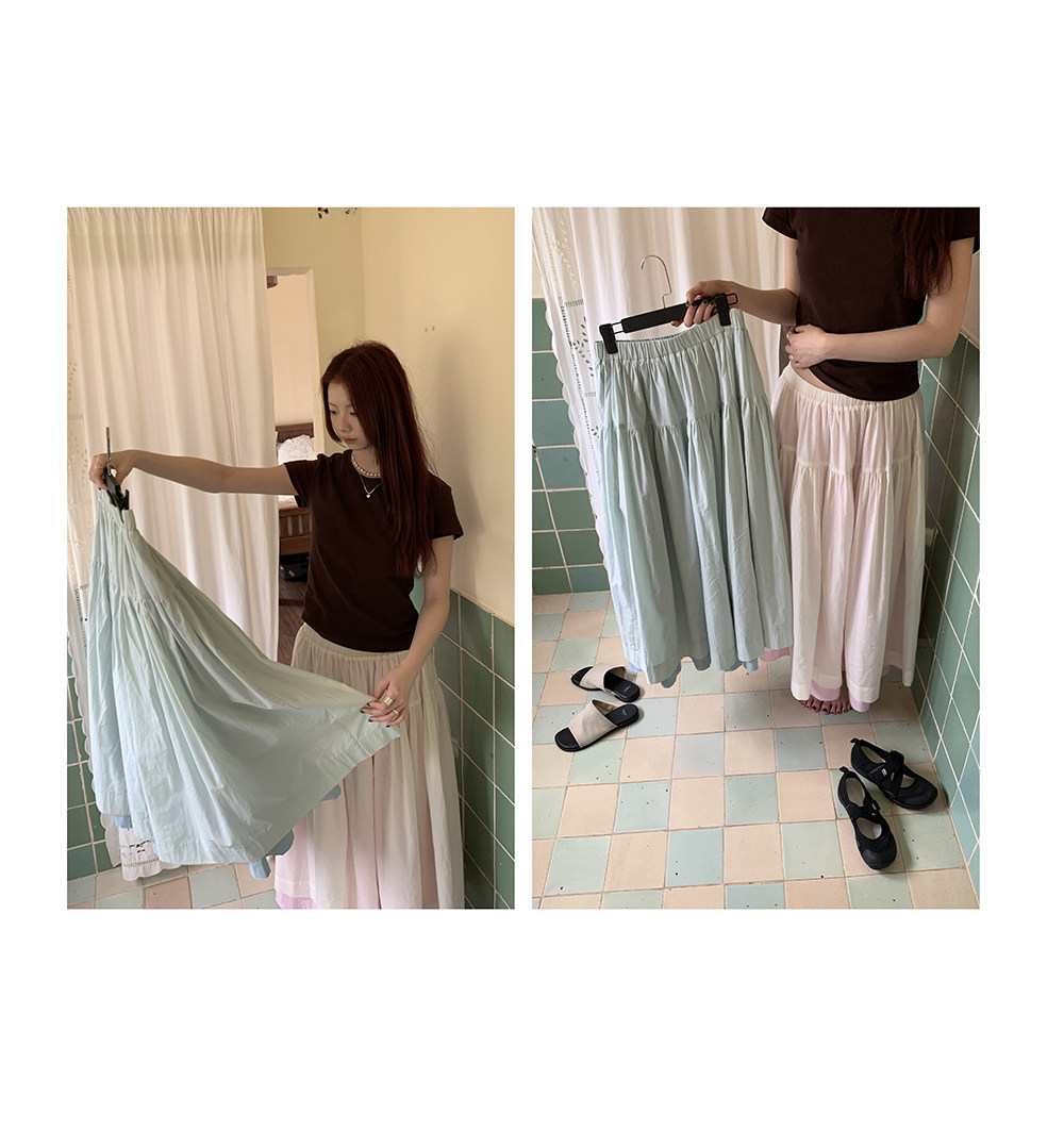 HelloooEat 100% длинноволокнистый хлопок мягкая двусторонняя юбка корейский стиль универсальная юбка средней длины