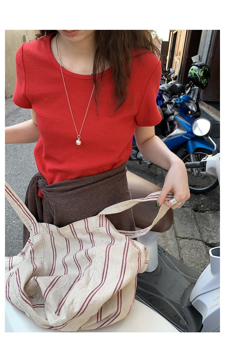 HelloooEat футболка вафельная однотонная с круглым вырезом весна-лето корейский стиль повседневная короткий рукав