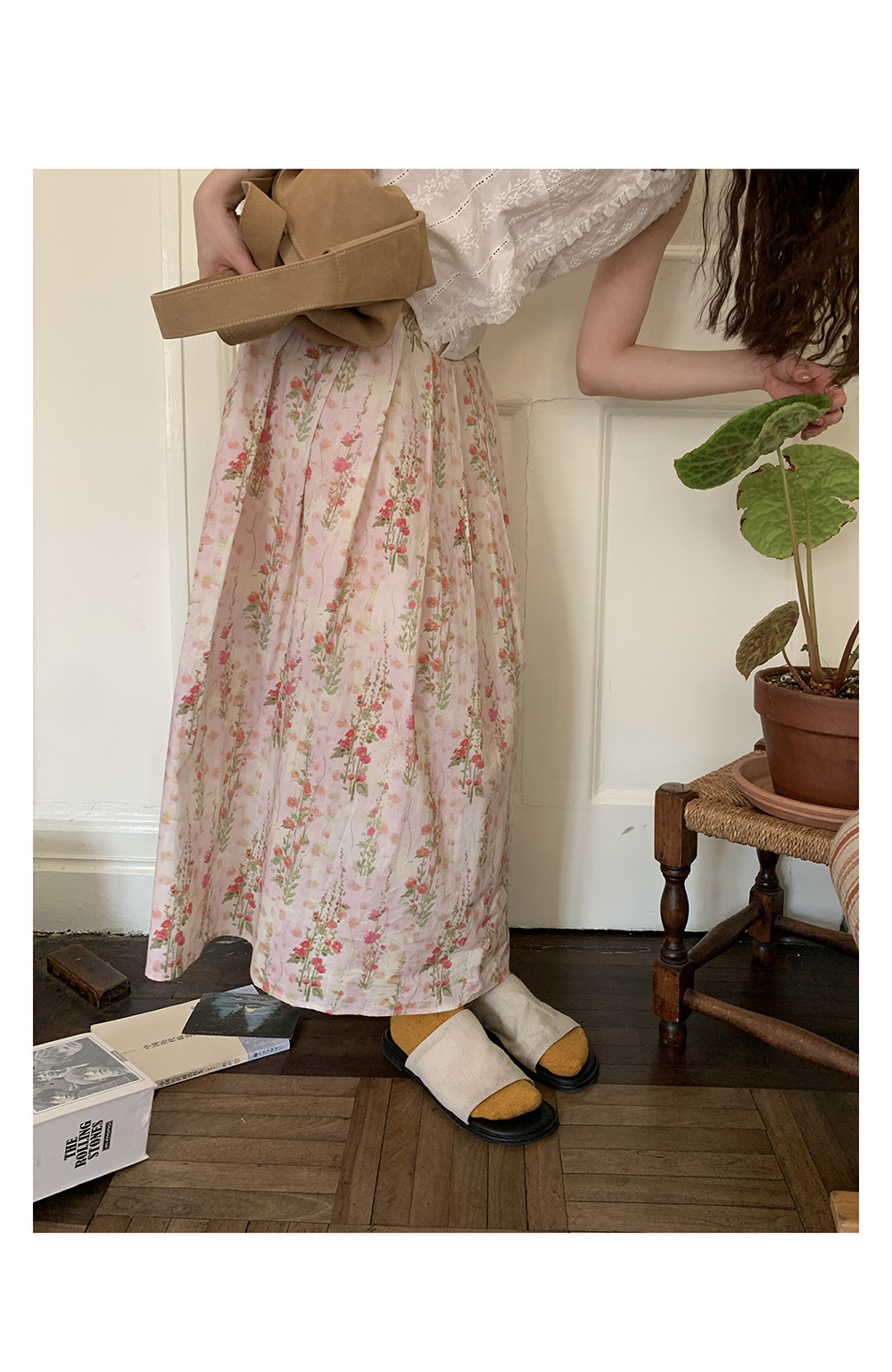 Hellooo Eat французская винтажная юбка с цветочным принтом 2025 летняя элегантная плиссированная юбка средней длины для женщин