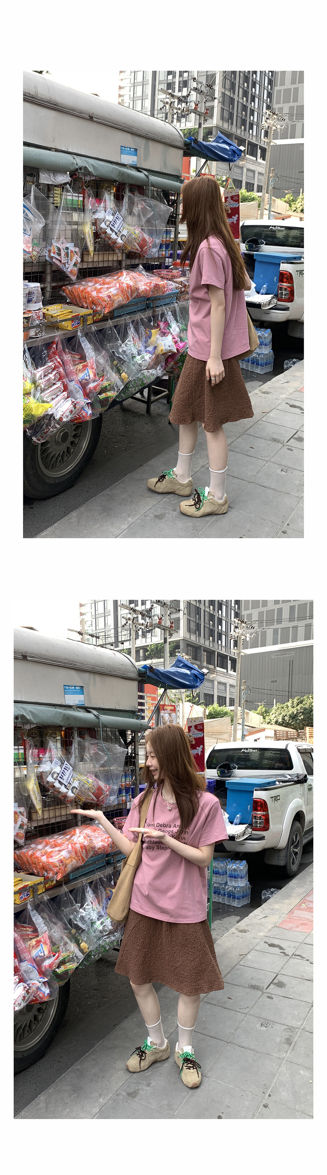 Hellooo Eat двухцветная футболка с принтом букв весна 2025 свободная универсальная винтажная с круглым вырезом короткий рукав