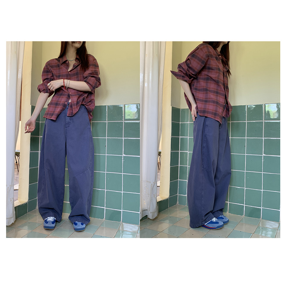 HelloooEat корейские 100% хлопковые повседневные широкие брюки свободного кроя в американском ретро стиле с эффектом стирки