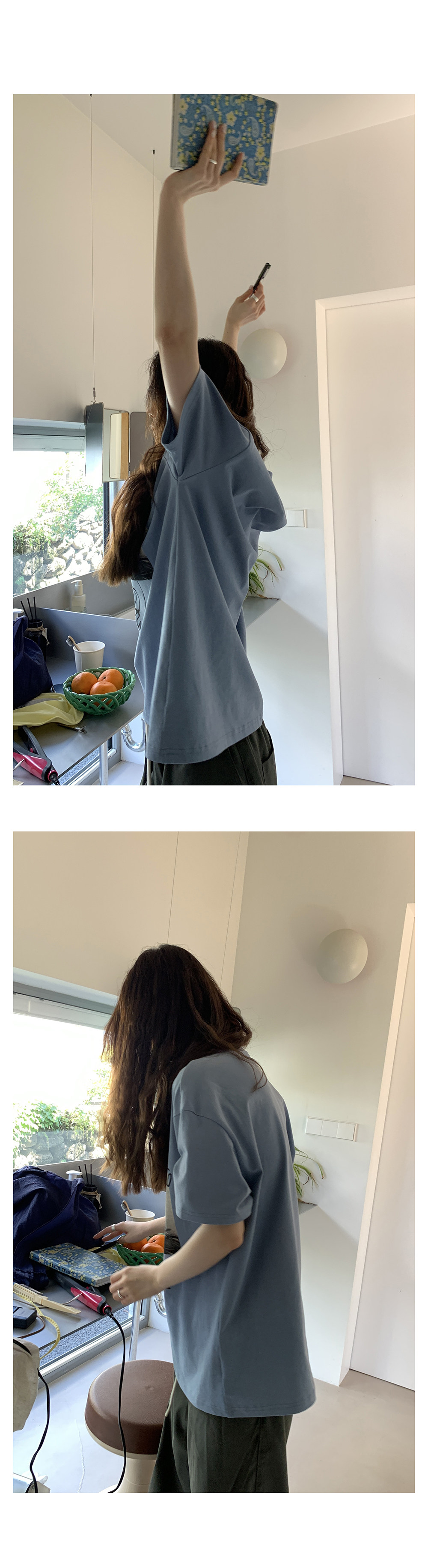 Hellooo Eat футболка с граффити принтом короткий рукав летняя круглый вырез свободная синяя хлопковая женская