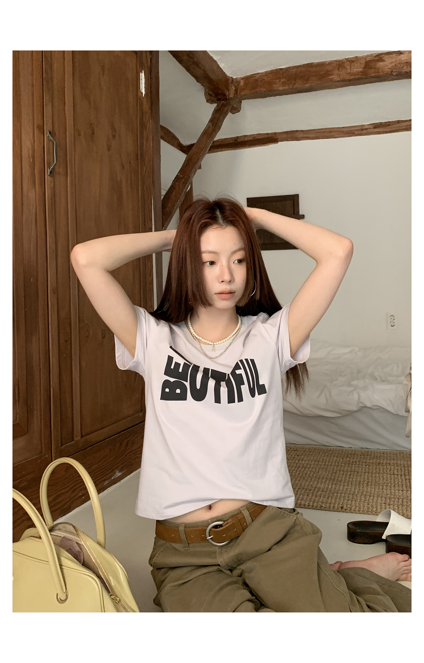 HelloooEat повседневная футболка с буквенным принтом, круглый вырез, стройнящая модель в стиле ins