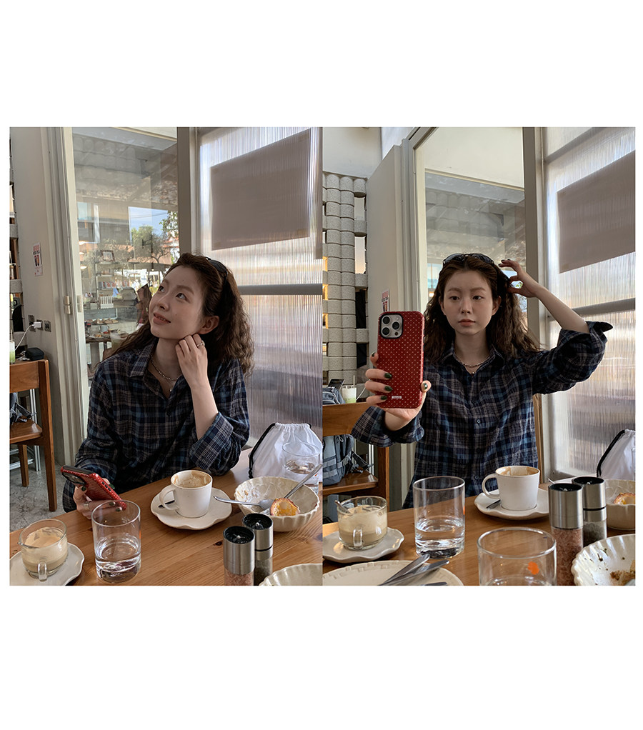 HelloooEat ретро рубашка в клетку с контрастными цветами весенний дизайн женская с отложным воротником приталенная стройнящая с длинными рукавами пиджак