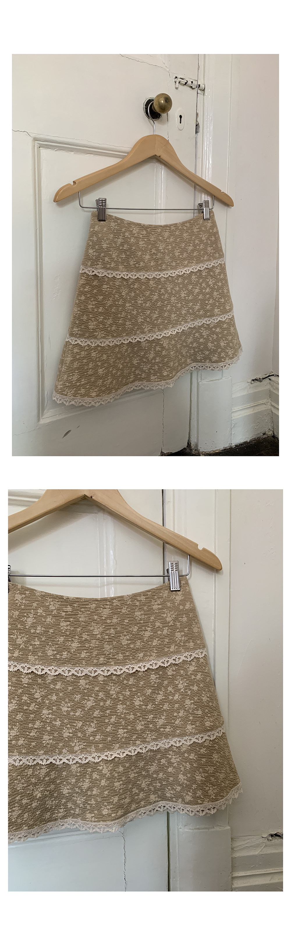 Hellooo Eat винтажная юбка-трапеция с цветочным принтом и кружевными вставками лето 2025